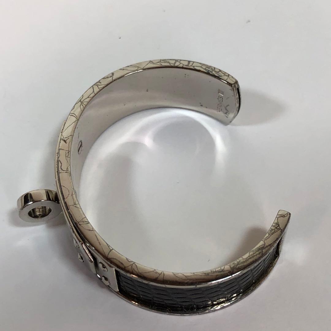 HERMES エルメス ケリー バングル シルバー ブラック レザー