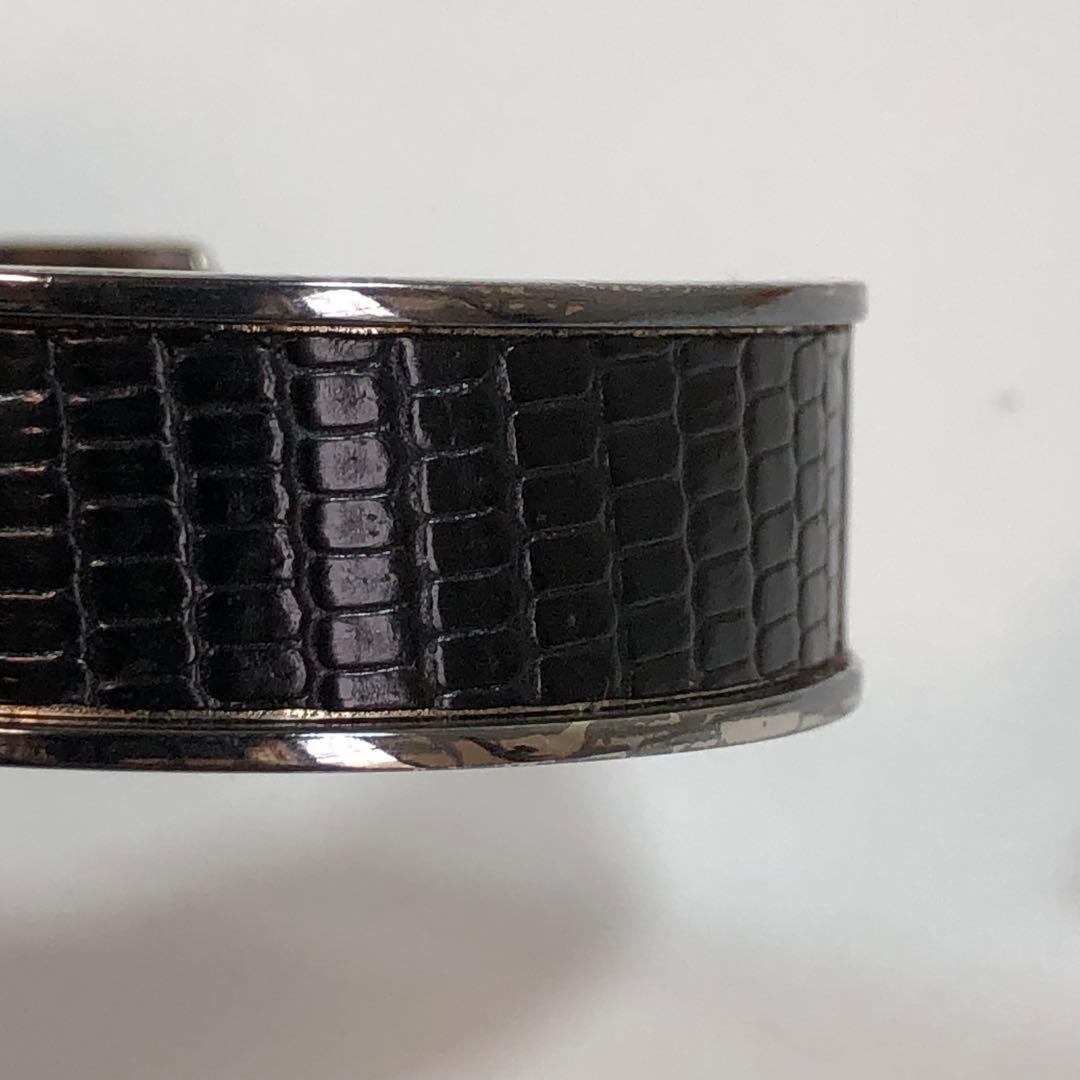 HERMES エルメス ケリー バングル シルバー ブラック レザー
