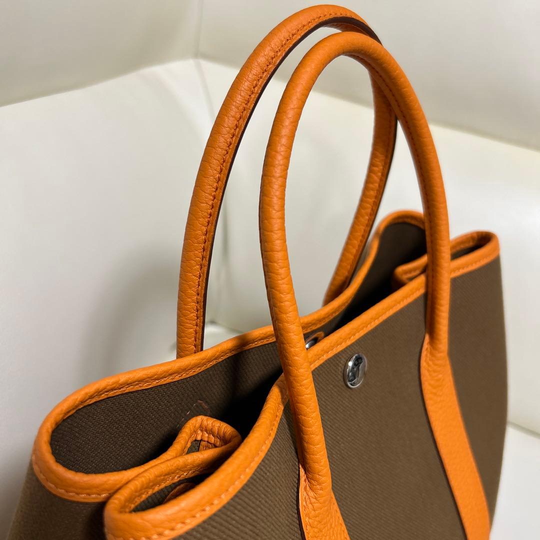 エルメス　ガーデンパーティー　キャンバス✕レザー　サイズTPM