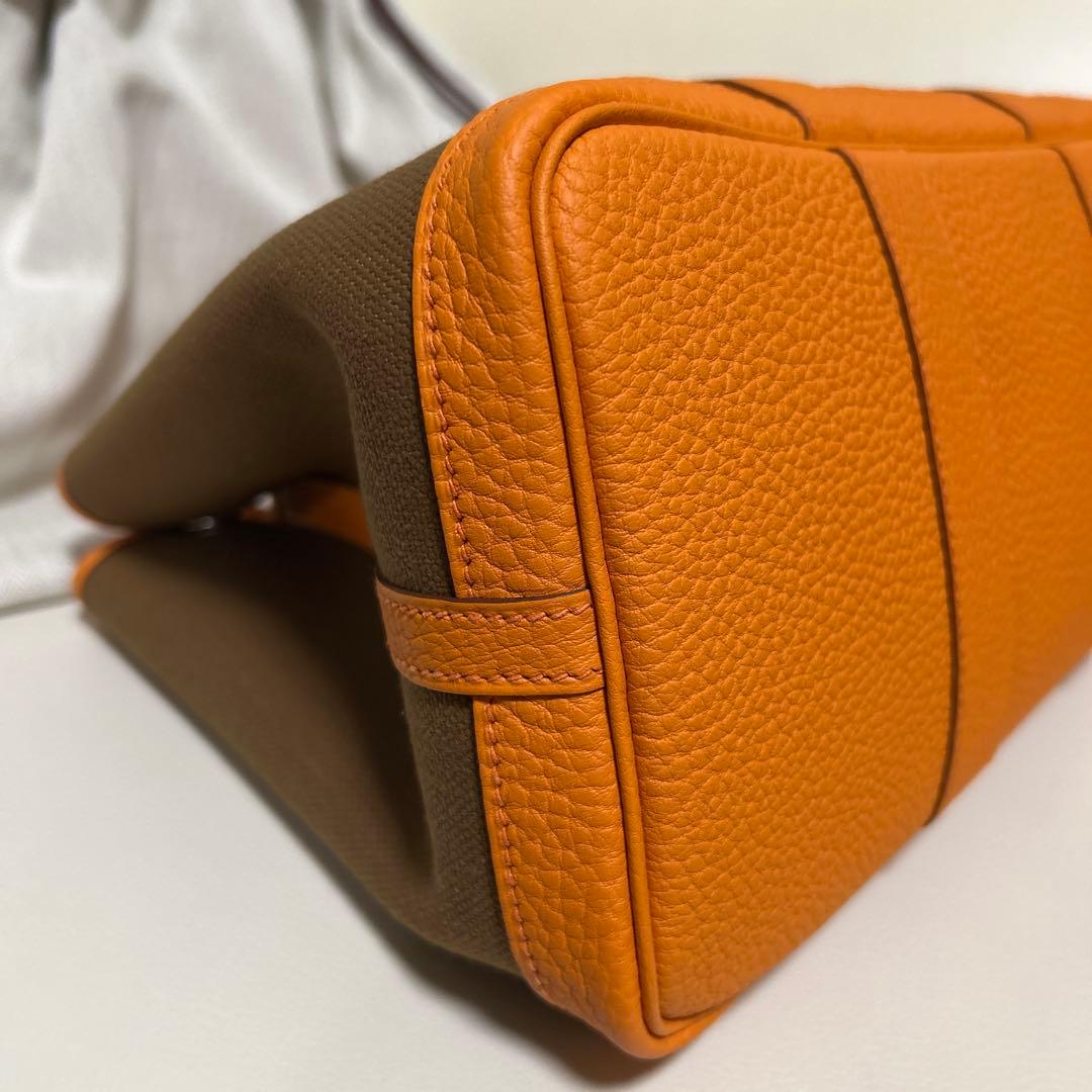エルメス　ガーデンパーティー　キャンバス✕レザー　サイズTPM
