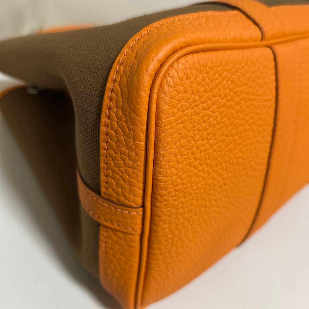 エルメス　ガーデンパーティー　キャンバス✕レザー　サイズTPM
