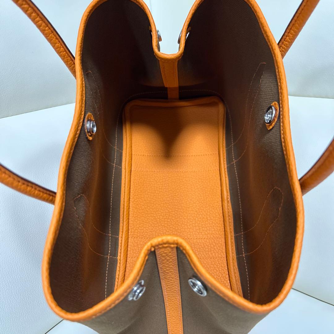 エルメス　ガーデンパーティー　キャンバス✕レザー　サイズTPM