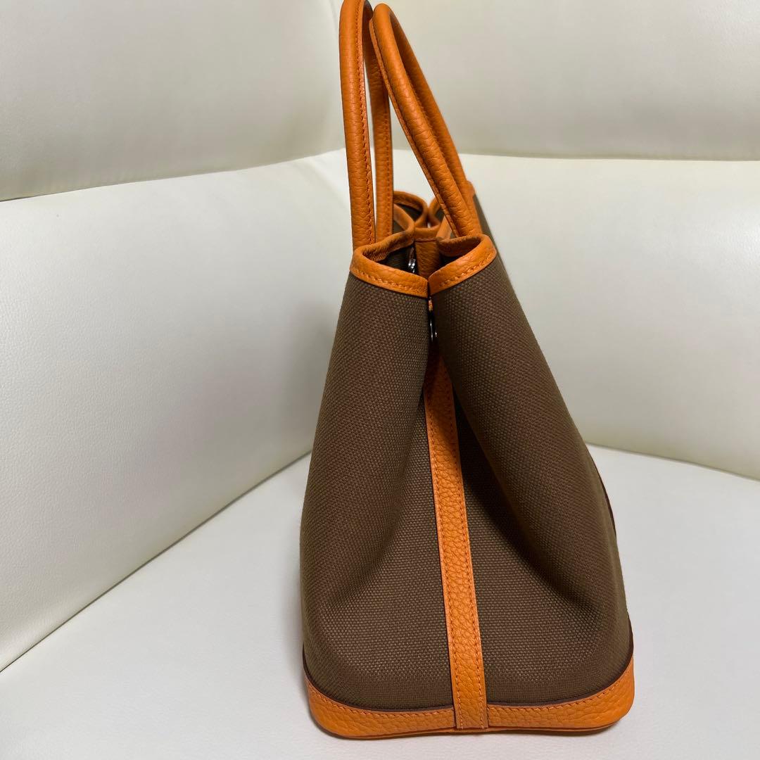 エルメス　ガーデンパーティー　キャンバス✕レザー　サイズTPM