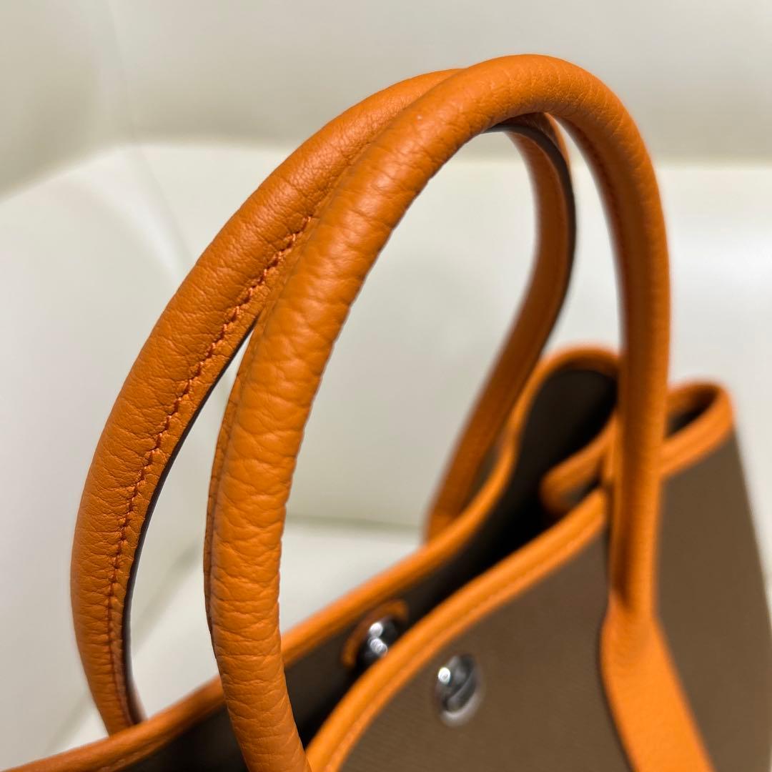 エルメス　ガーデンパーティー　キャンバス✕レザー　サイズTPM