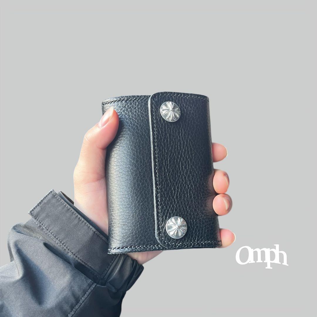 レザーウォレット コンチョ付き 本革 コンパクト財布 ウォレットチェーン対応