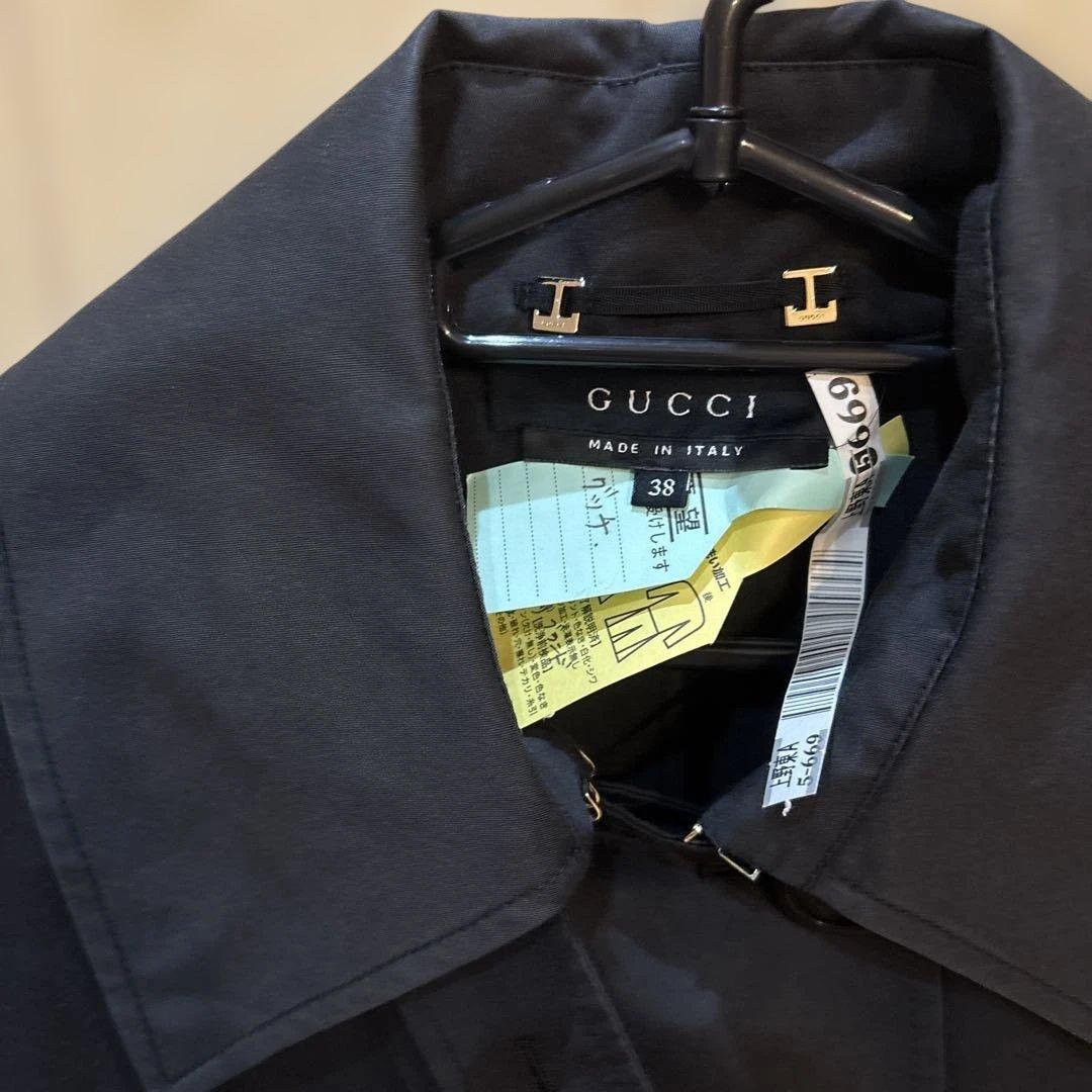 GUCCI ブラックダブルブレスト トレンチコート 38
