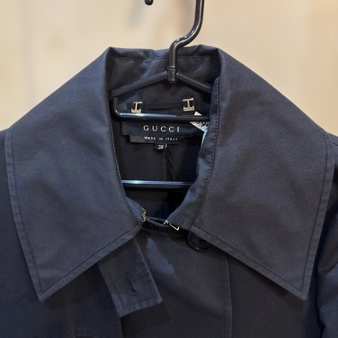 GUCCI ブラックダブルブレスト トレンチコート 38