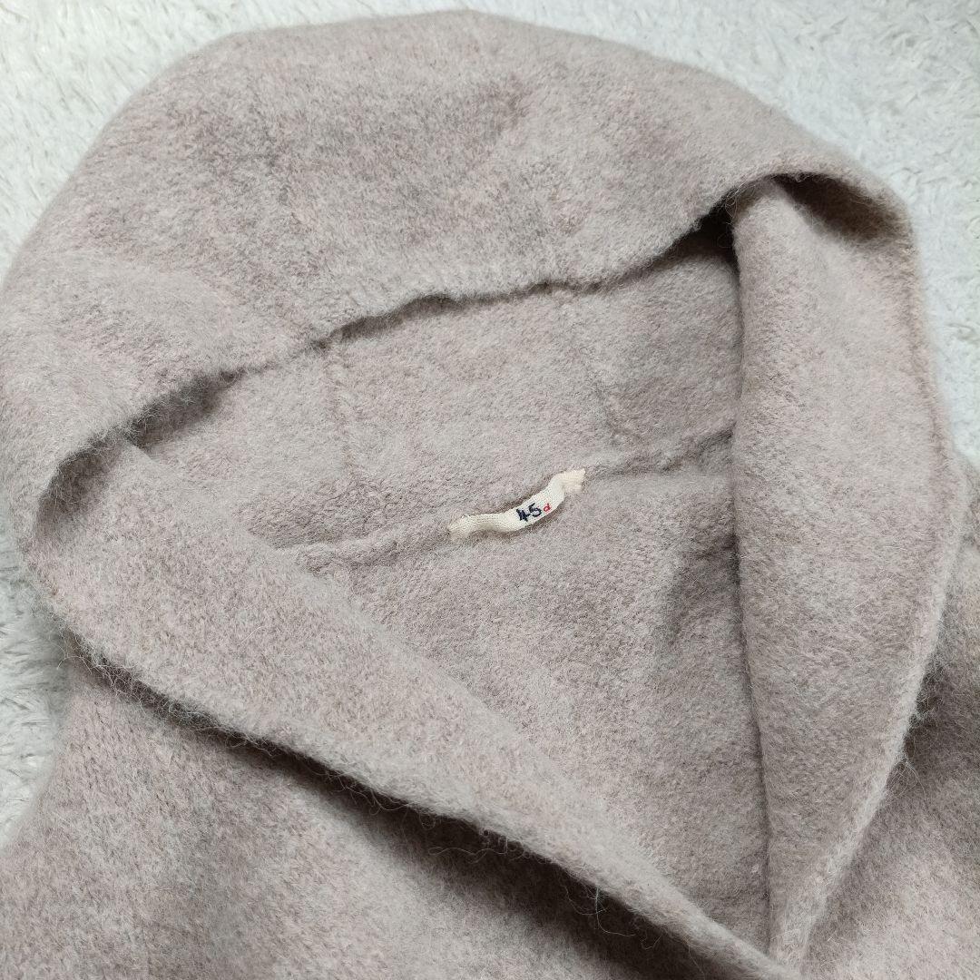 美品✨45R　定価7.5万　アルパカ縮繊フードコート　ロング丈　グレージュ　F