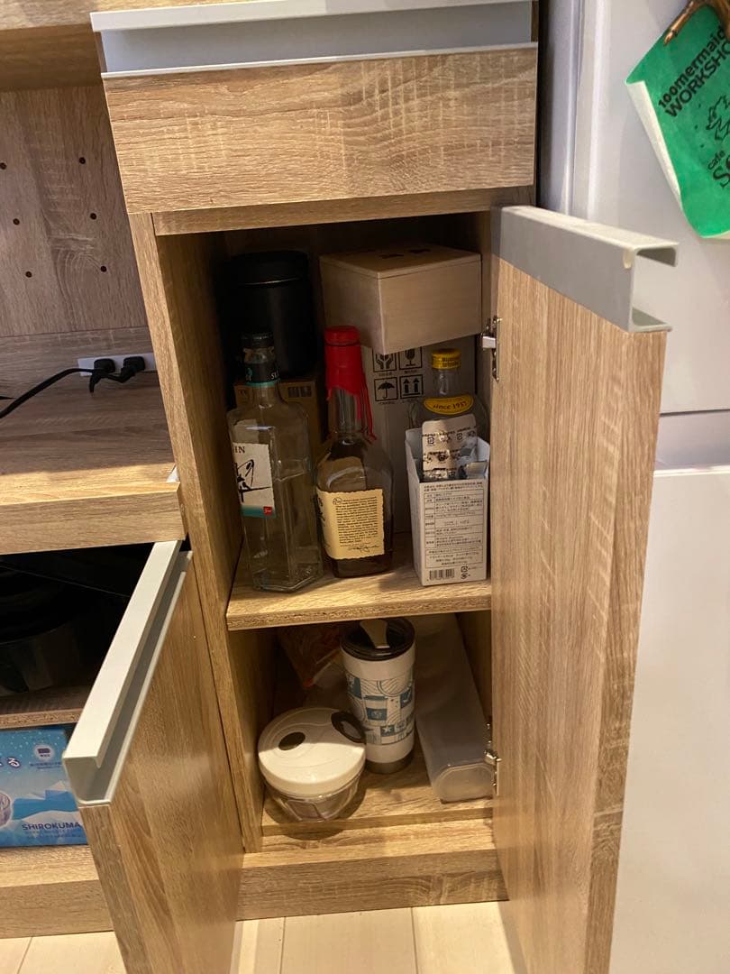 【YSK429】 LOWYA 美品　木目調 食器棚 上部キャビネット付き