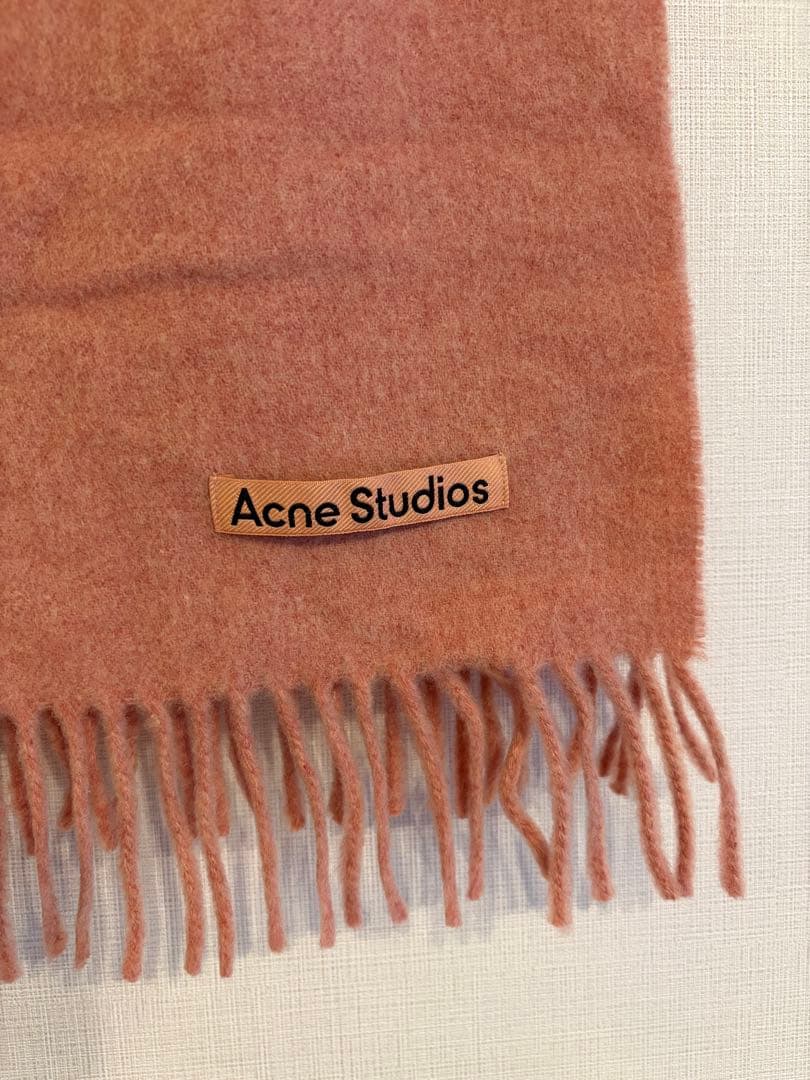 Acne Studious フリンジウールスカーフ　ナロー　ロースメランジ
