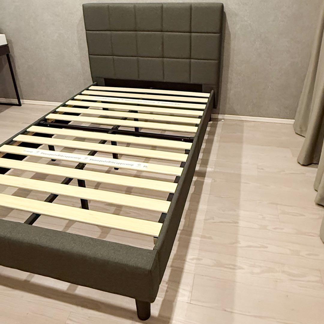 美品ZINUS折りたたみベッドフレーム セミダブルヘッドボード付き（収納バッグ）