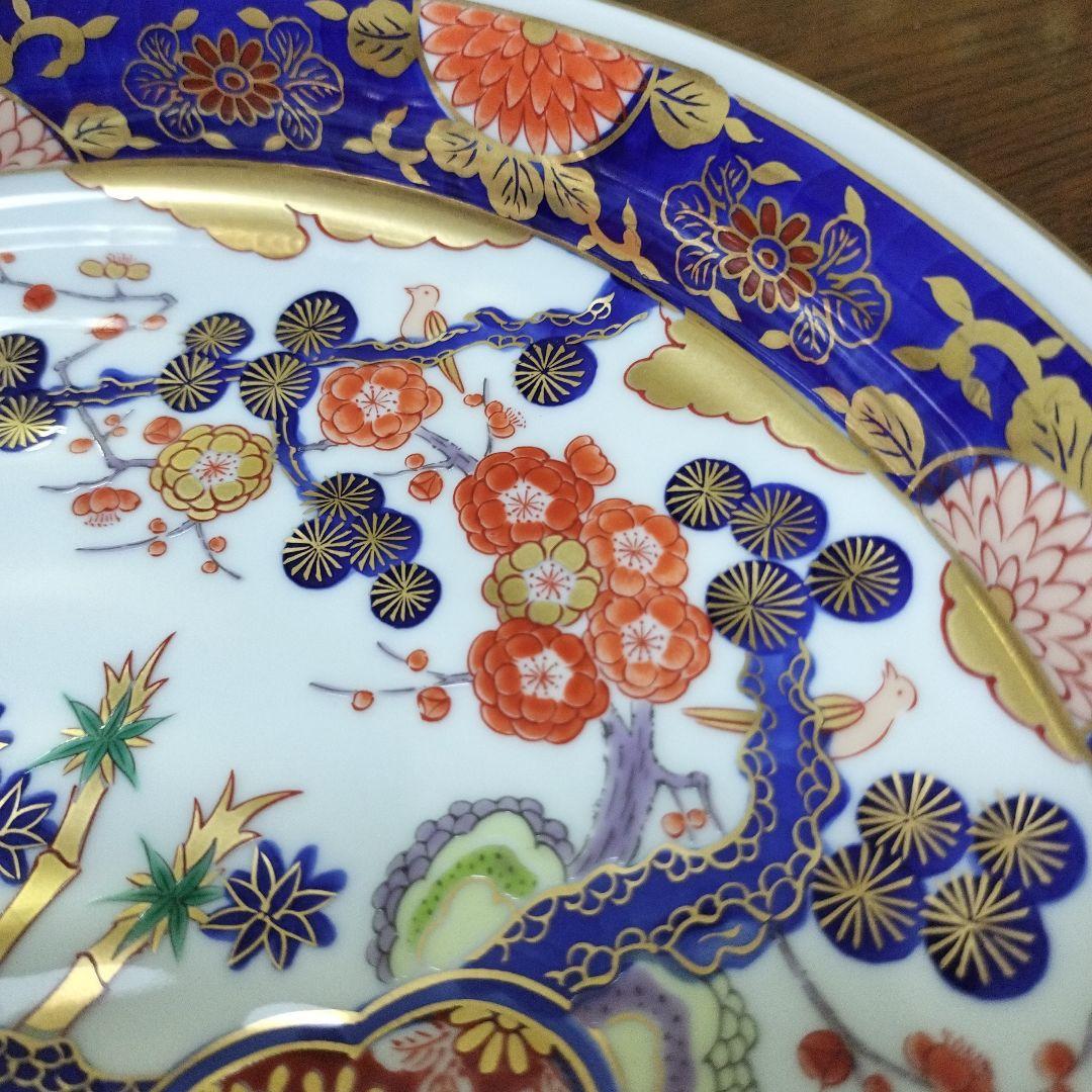 新品未使用　其泉窯　染錦松竹梅鳳凰文 盛皿　桐箱入り　賞美堂