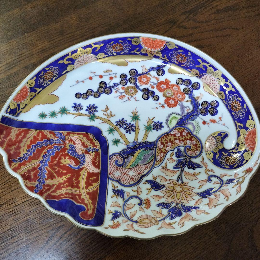 新品未使用　其泉窯　染錦松竹梅鳳凰文 盛皿　桐箱入り　賞美堂