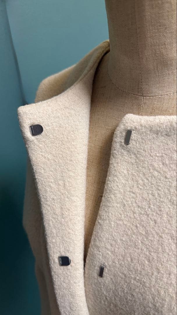 ⭐️evam eva ノーカラープレスウールショートコート　アイボリーサイズ1