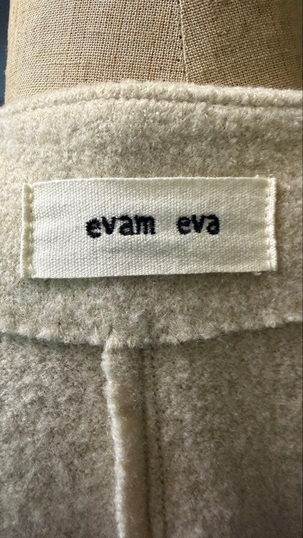 ⭐️evam eva ノーカラープレスウールショートコート　アイボリーサイズ1
