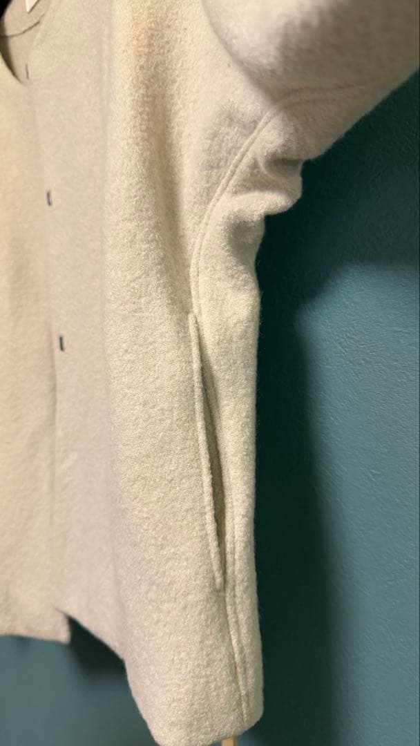 ⭐️evam eva ノーカラープレスウールショートコート　アイボリーサイズ1