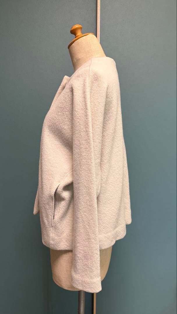 ⭐️evam eva ノーカラープレスウールショートコート　アイボリーサイズ1