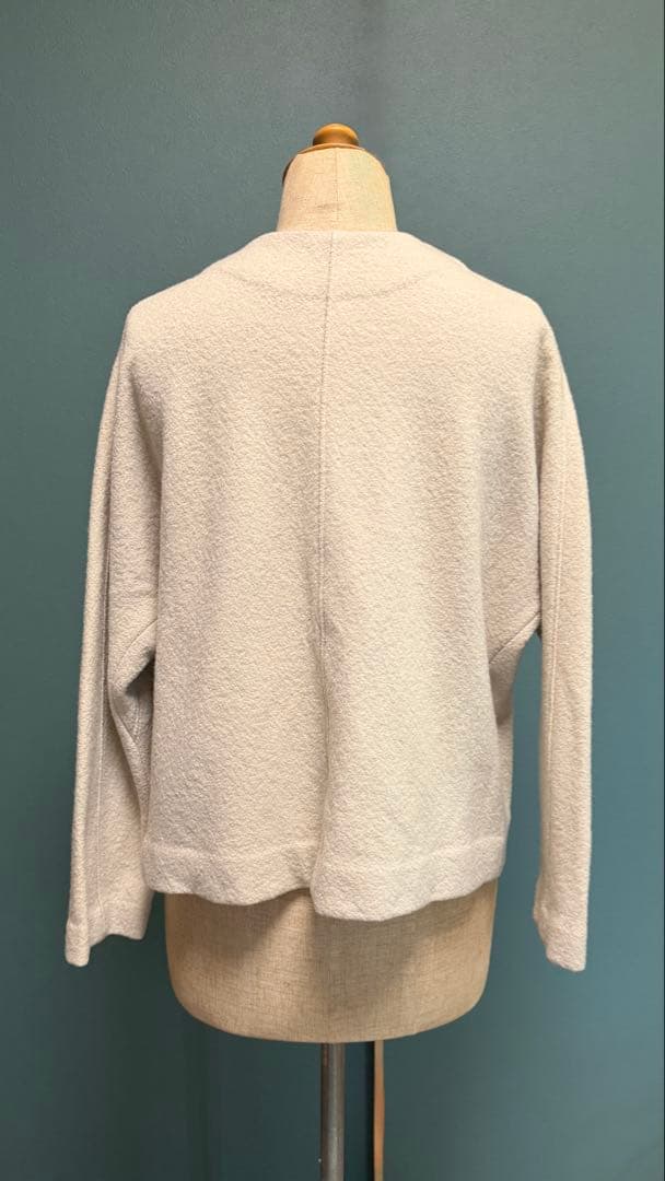 ⭐️evam eva ノーカラープレスウールショートコート　アイボリーサイズ1