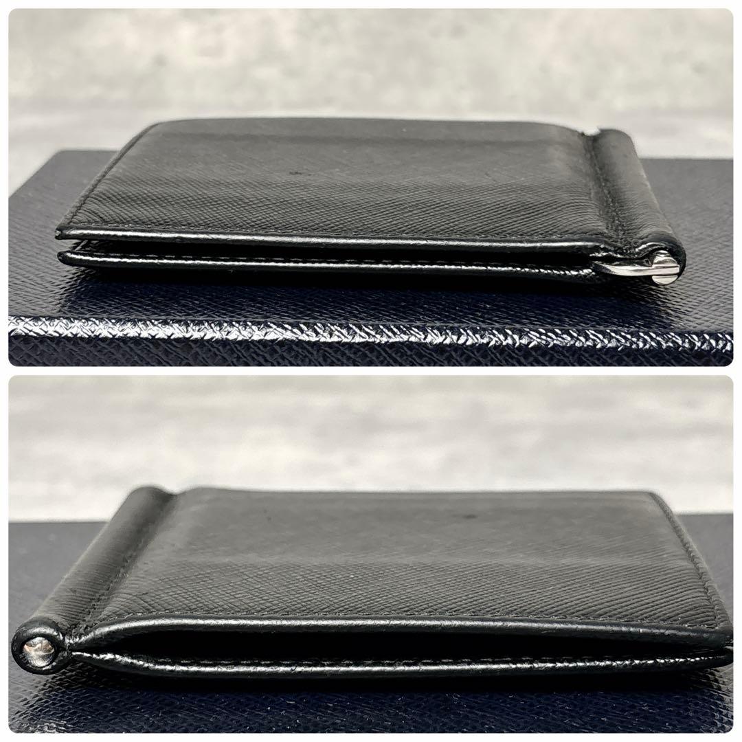 ✨極美品✨ PRADA マネークリップ ロゴ型押し サフィアーノレザー ブラック