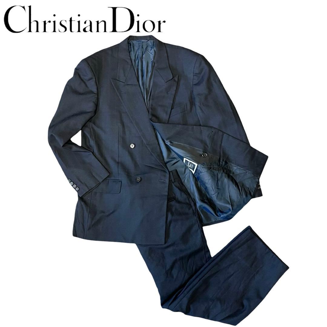 美品✨クリスチャンディオール　ダブルブレスト　セットアップ　ストライプ　ネイビー
