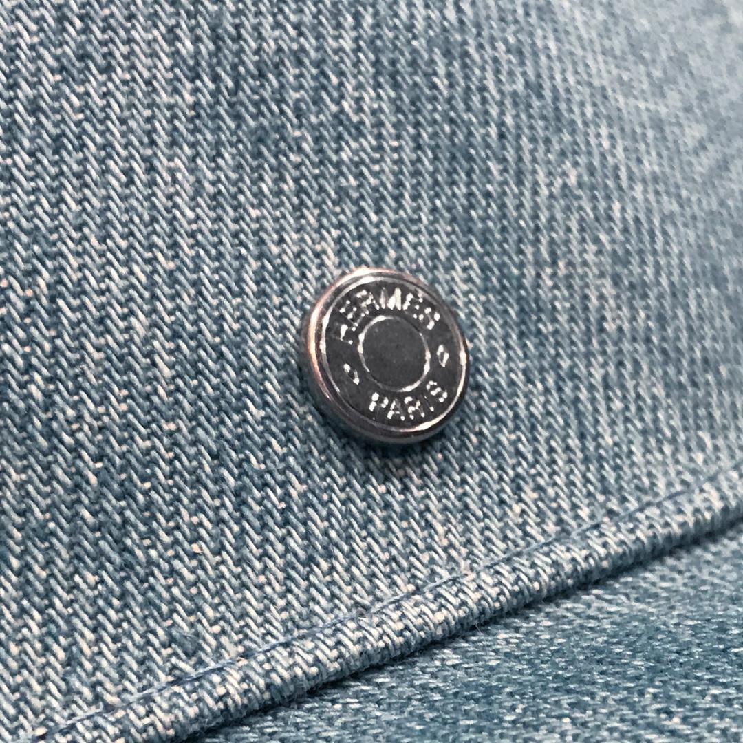 新品同様 エルメス セリエボタン デニムハット バケットハット 56 レディース