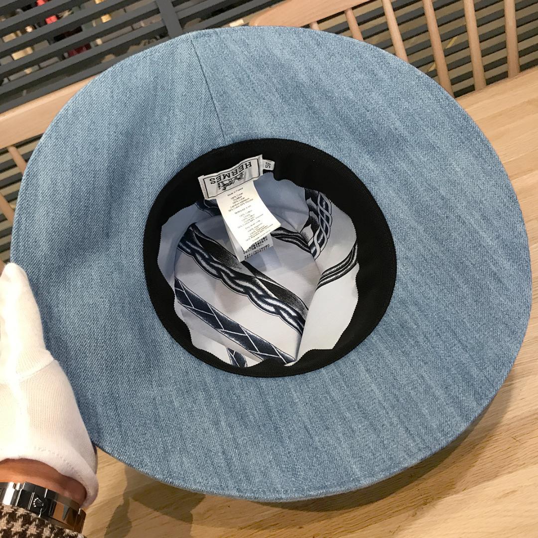 新品同様 エルメス セリエボタン デニムハット バケットハット 56 レディース