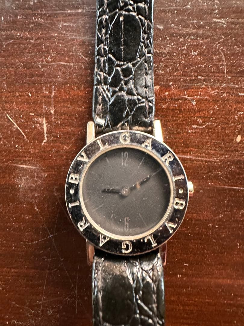 BVLGARI ブラックレザー 腕時計