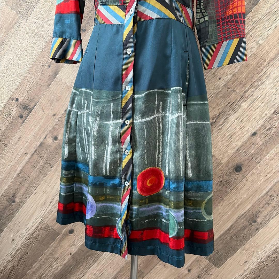 Desigual デシグアル 総柄パターン 襟付き シャツ 長袖 ワンピース