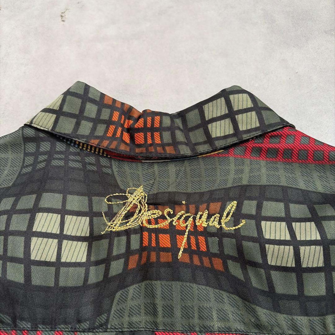 Desigual デシグアル 総柄パターン 襟付き シャツ 長袖 ワンピース