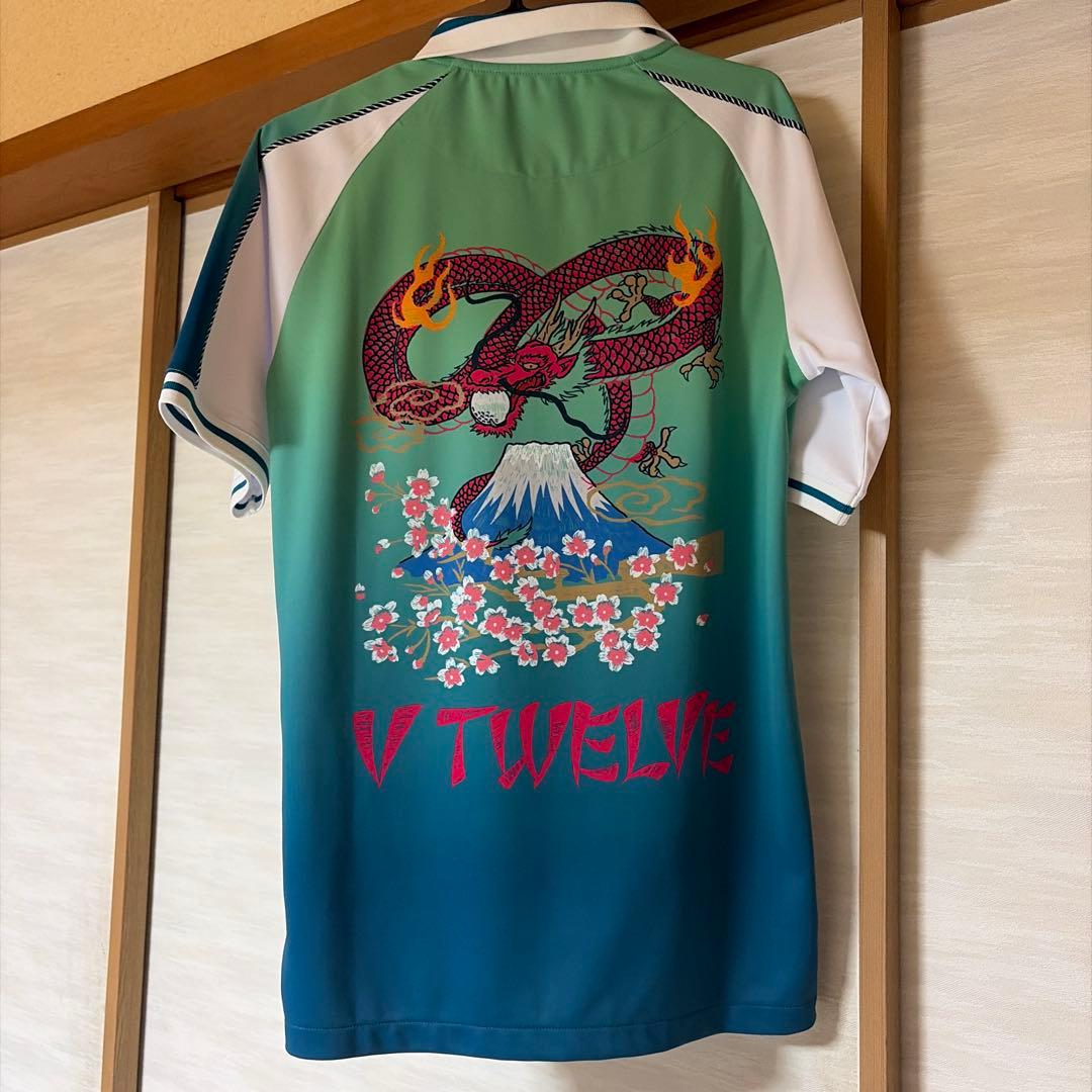 メンズ[V121] 虎刺繍 グラデーションポロシャツ