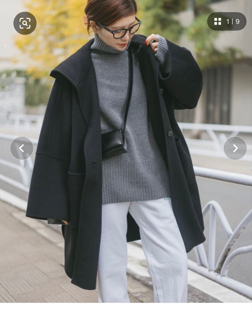 スーパー160sテントラインショートコート　ブラック　36