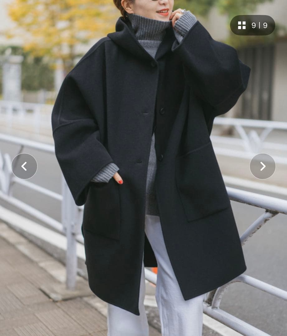 スーパー160sテントラインショートコート　ブラック　36