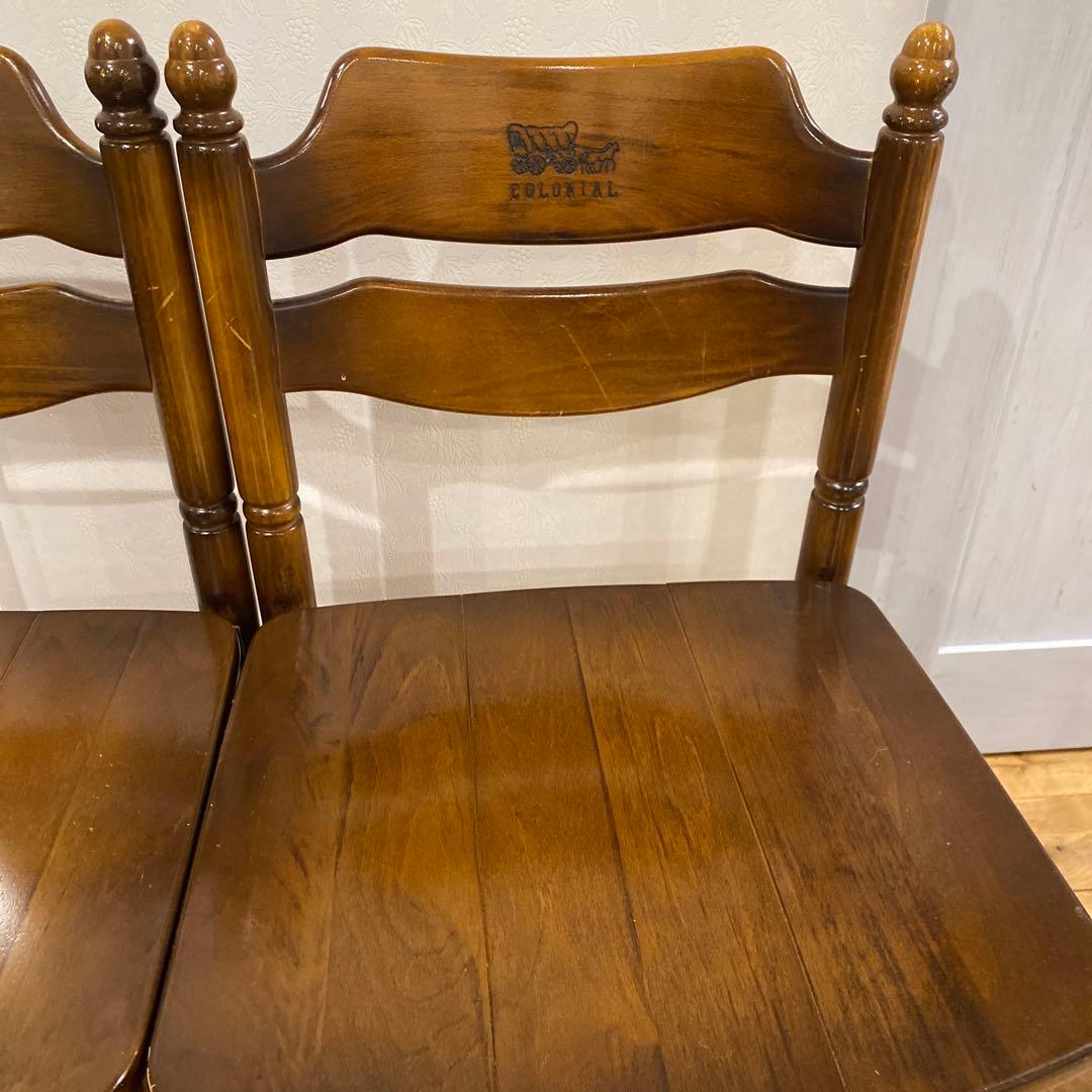 カリモク コロニアル ダイニングチェア 2脚セット 馬車刻印付き