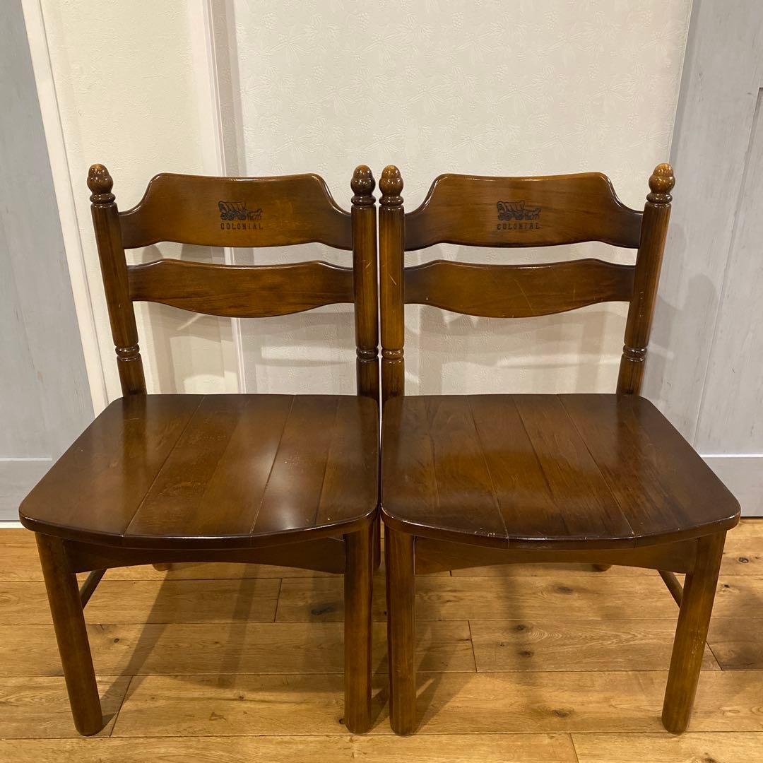 カリモク コロニアル ダイニングチェア 2脚セット 馬車刻印付き