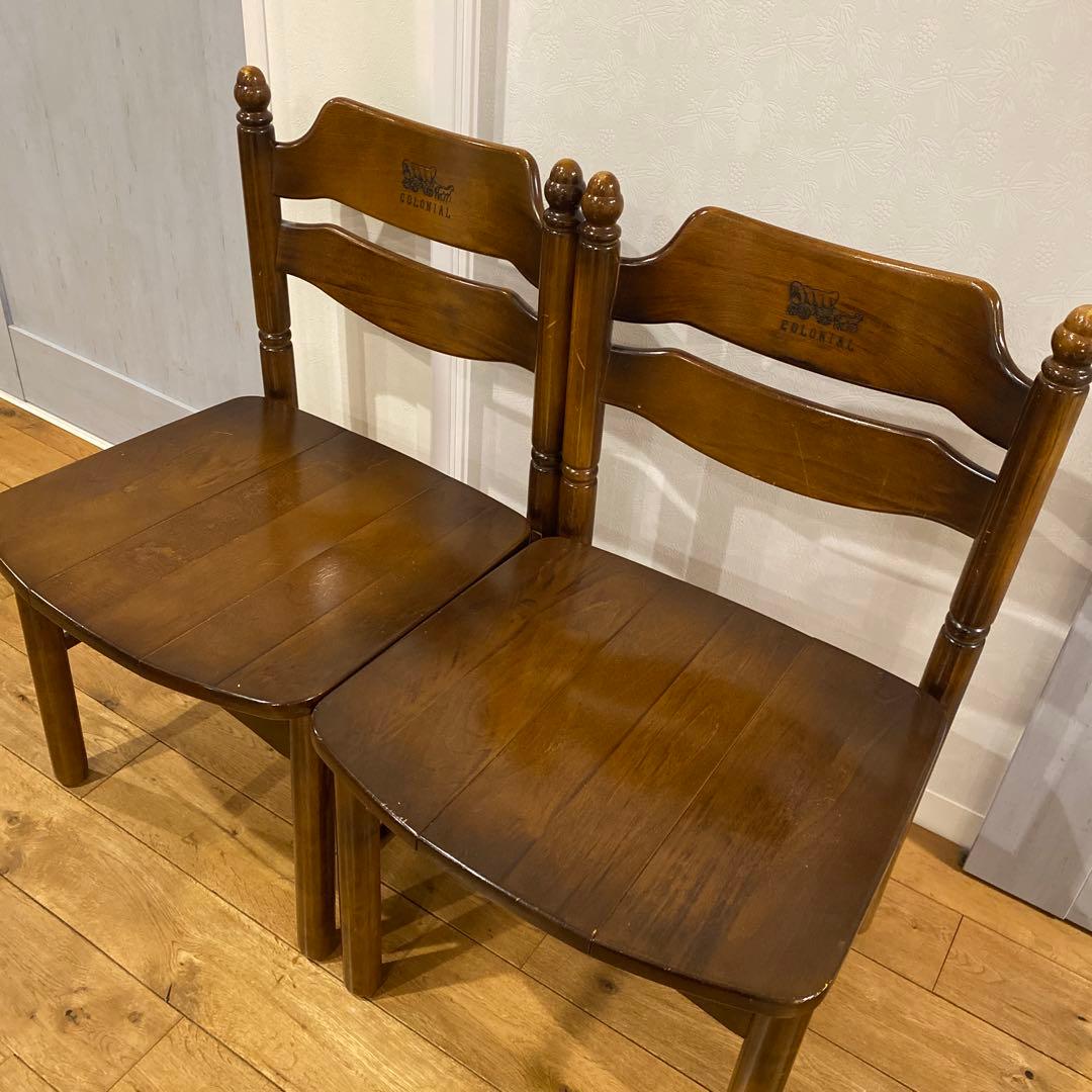カリモク コロニアル ダイニングチェア 2脚セット 馬車刻印付き