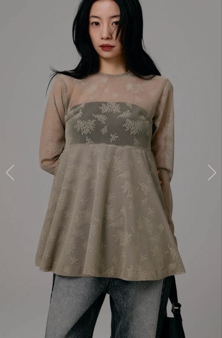 トップス louren tulle peplum blouse