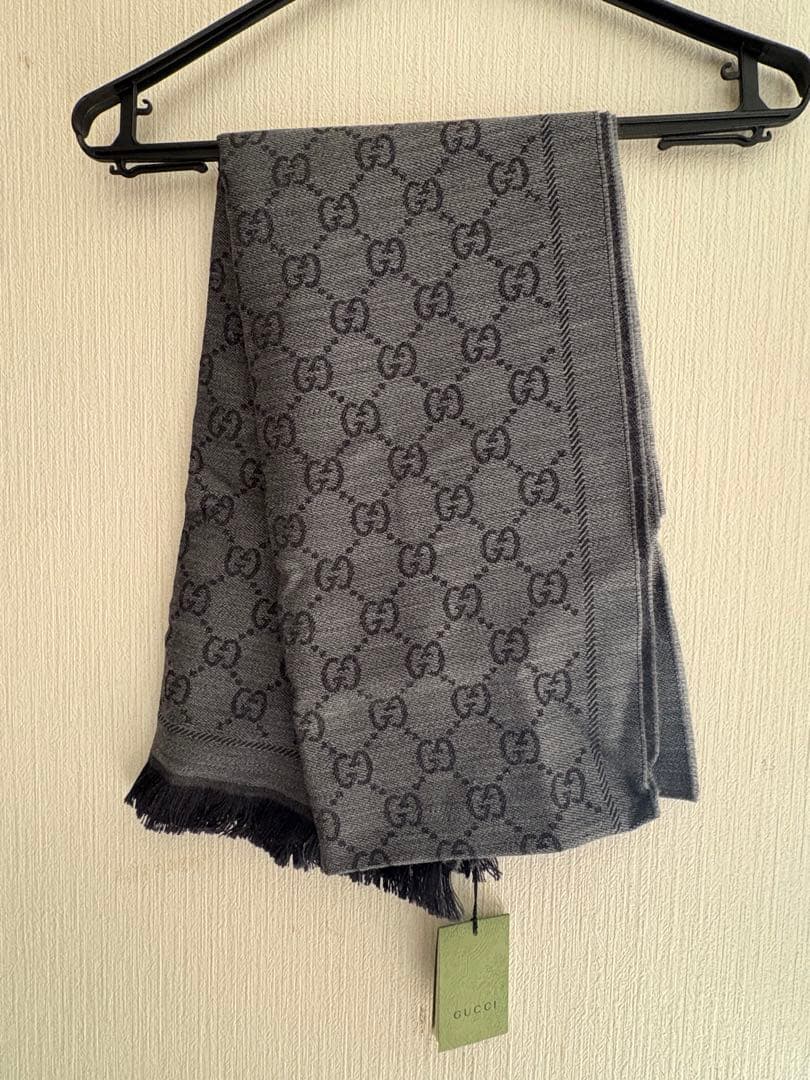 GUCCI GGロゴパターン マフラー グレー
