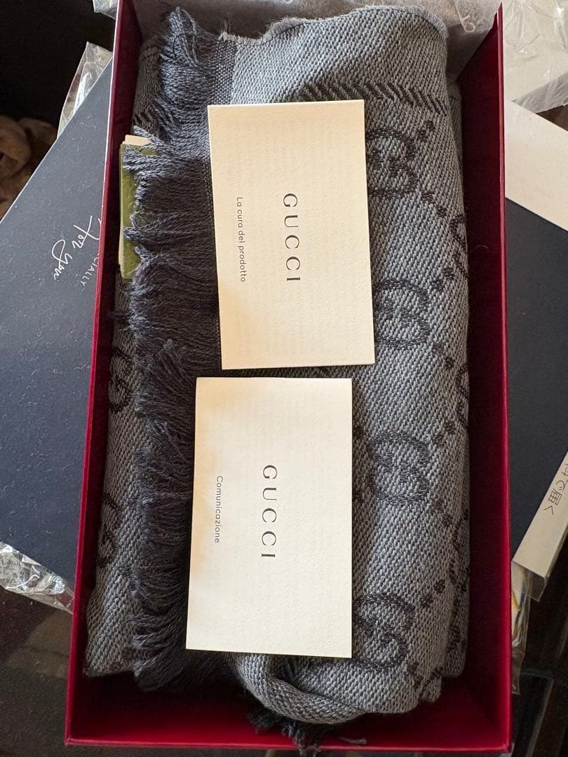 GUCCI GGロゴパターン マフラー グレー