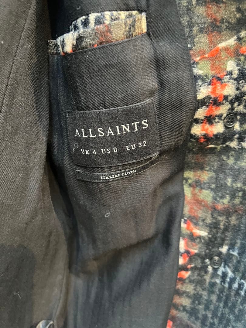 ALLSAINTS チェック柄ロングコート UK4