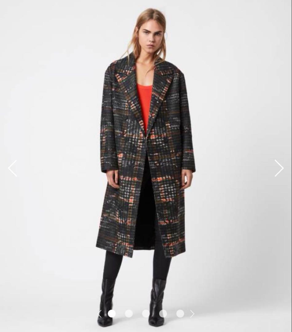 ALLSAINTS チェック柄ロングコート UK4