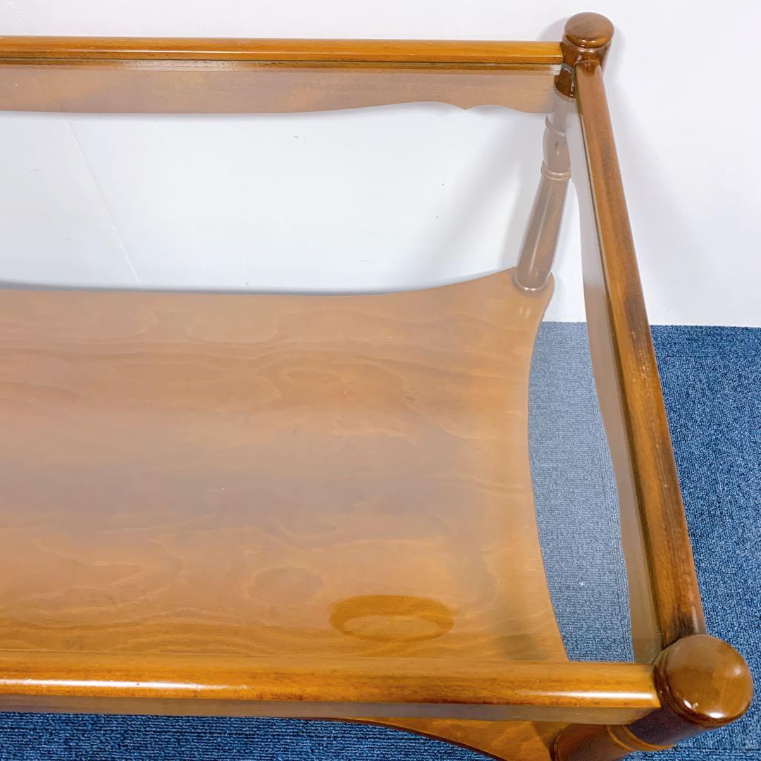 【稀少美品】アンティーク 木彫り ガラス ローテーブル 昭和レトロ