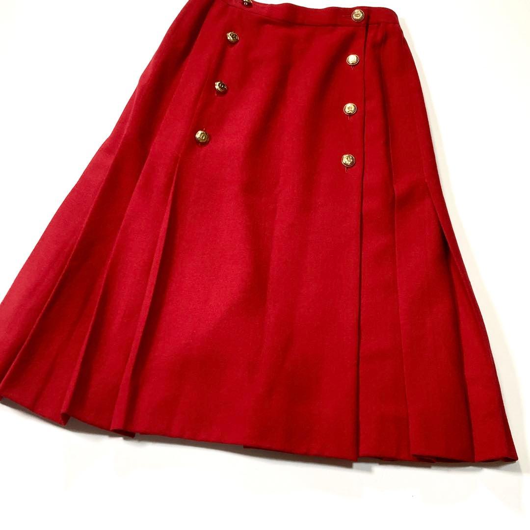 CHANEL シャネル ゴールドココボタン プリーツスカート ヴィンテージ 34