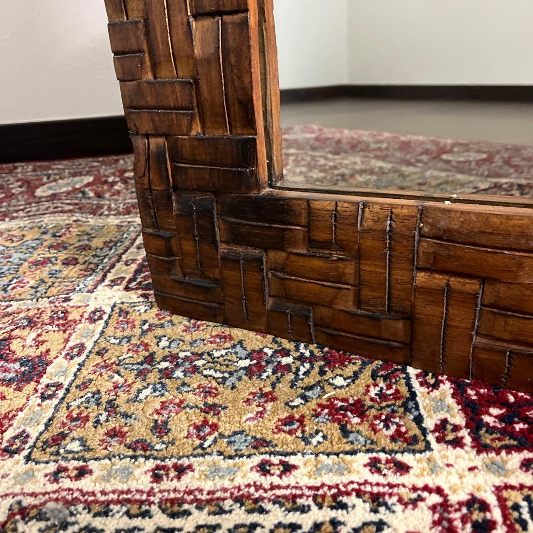 古道具ビンテージ品◾️木製装飾フレーム 壁掛けミラー ウォールミラー 鏡