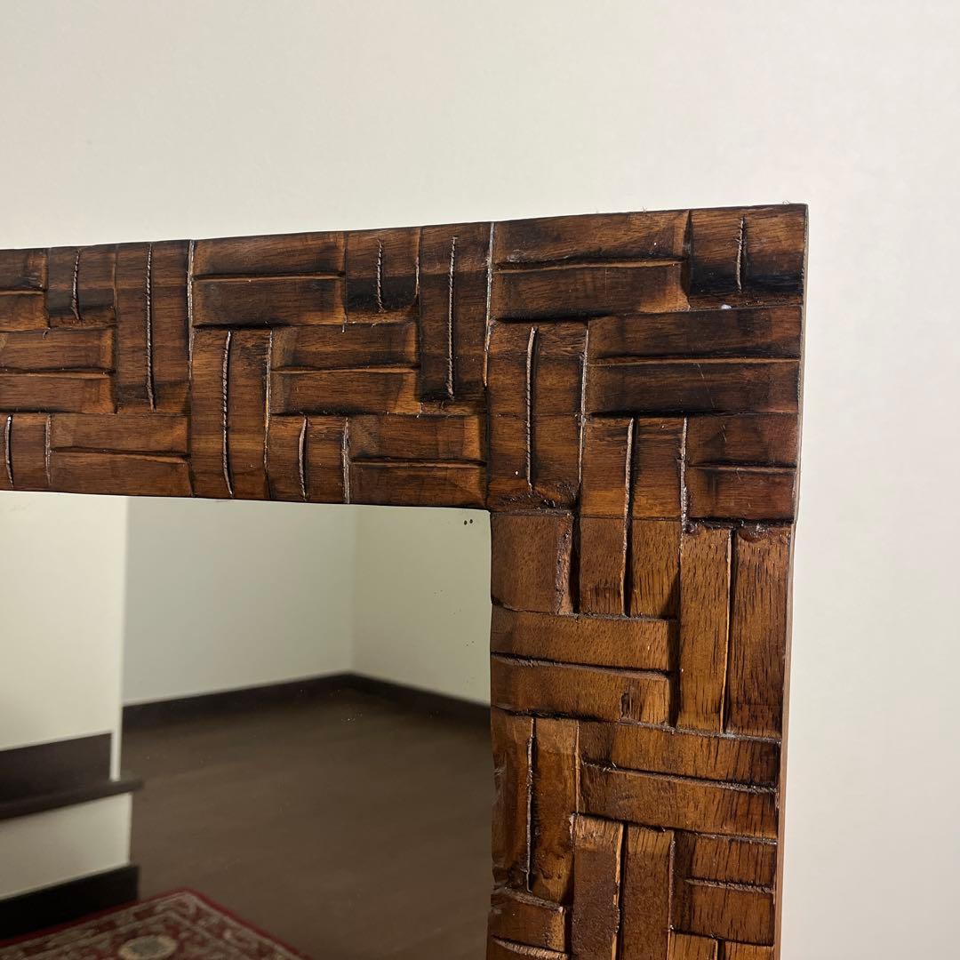 古道具ビンテージ品◾️木製装飾フレーム 壁掛けミラー ウォールミラー 鏡