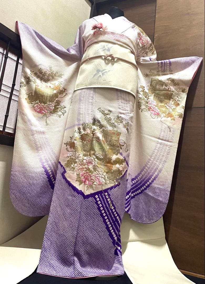 振袖 フルセット6点サイズM〜L￼絞りやまと金泊売り切り終了正絹