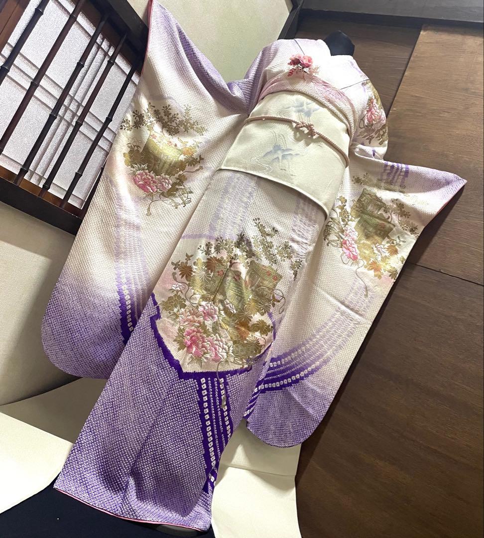 振袖 フルセット6点サイズM〜L￼絞りやまと金泊売り切り終了正絹