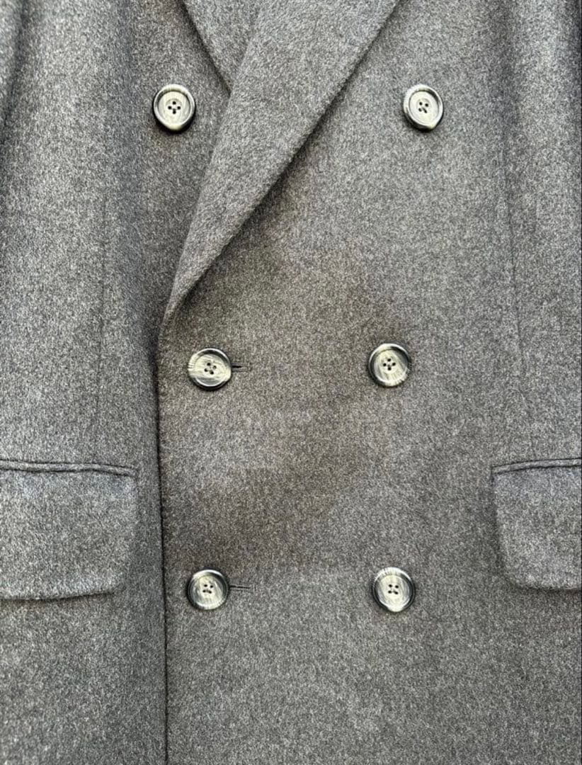 【美品】 アクアスキュータム　ダブル　チェスターコート　カシミヤ　グレー