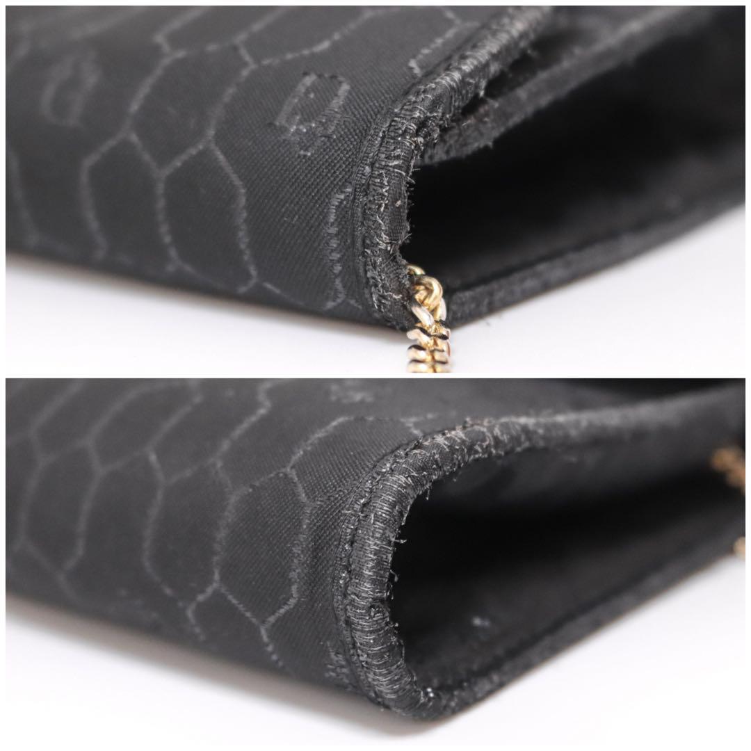 【美品】Dior ディオール ハニカム チェーンショルダー トロッター ブラック