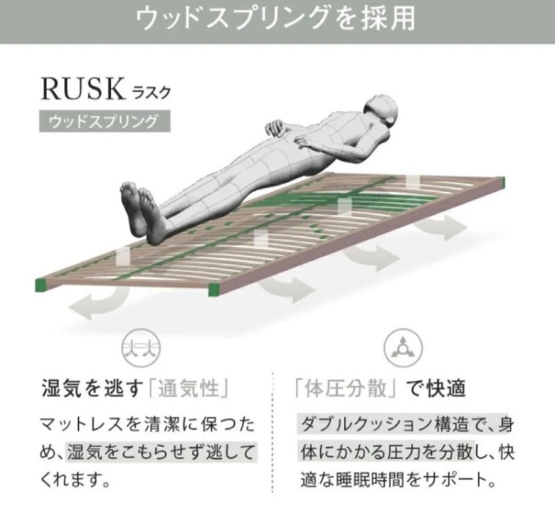 ゲルテックス　ベッドフレーム セミダブル ウッドスプリング マットレス付