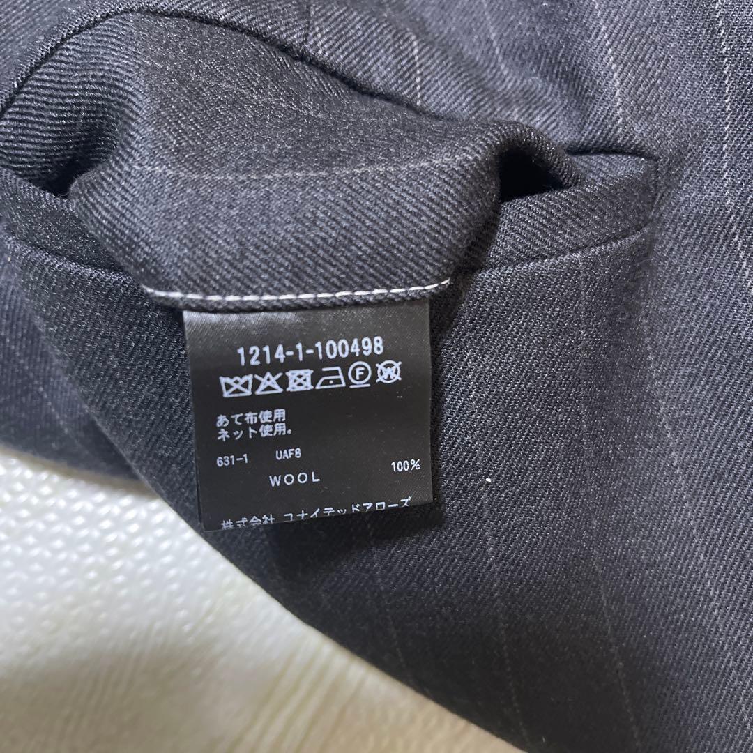 ＜H＞クリア ダブルクロス ワイドスラックス サイズM グレーストライプ